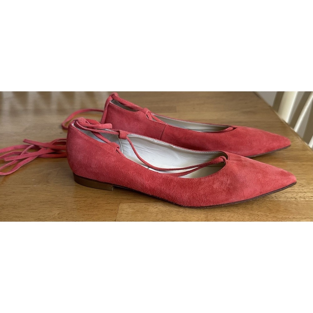 Butter Women's Ballet‎ Flats Lace Up Suede Italy Italian Leather Coral Size 7.5